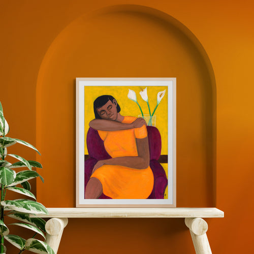 A Quiet Moment - Framed Fine Art Print - relaxing artwork - framed art on a shelf