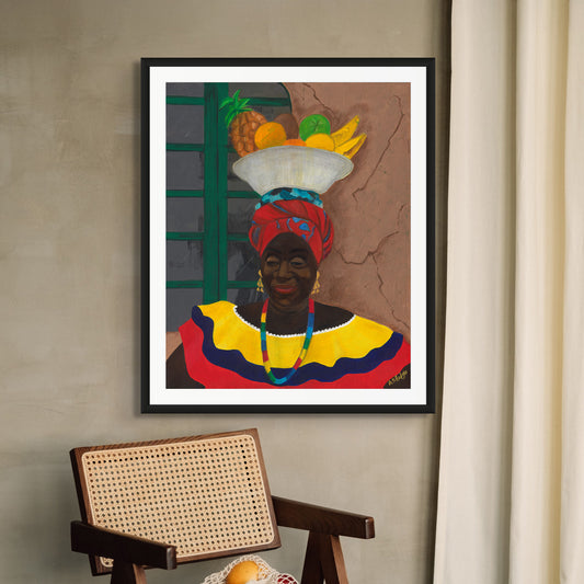 Hey Lady - Framed Fine Art Print - Cultural Portrait Art - framed in black with white mat