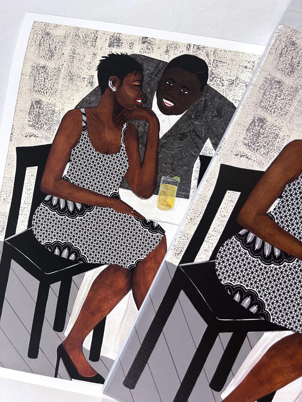 The Conversation - Framed Fine Art Print - romantic couple artwork - mixed media collage print