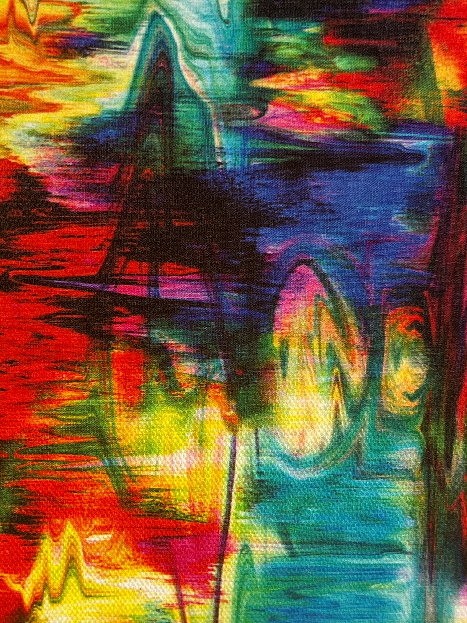 Mother Earth - Framed Stretched Canvas Print - Colorful Black Art - clothing swatch rainbow