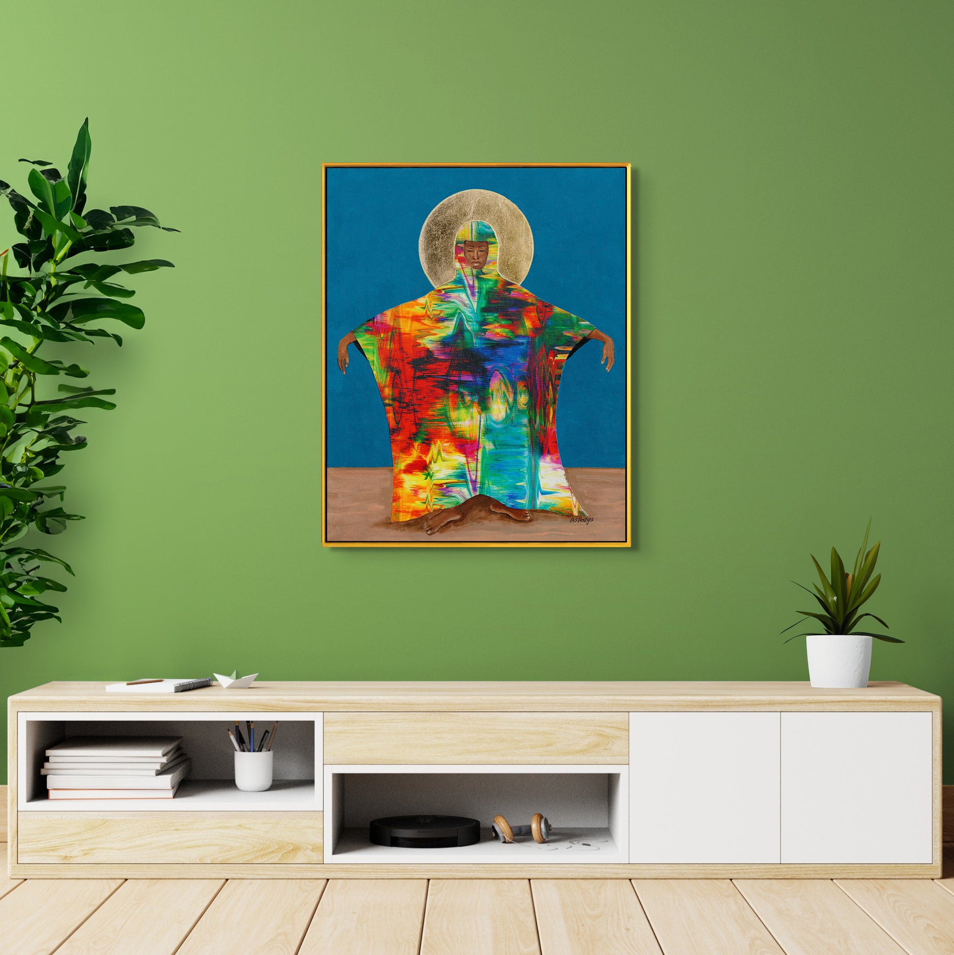 Mother Earth - Framed Stretched Canvas Print - Colorful Black Art - afrofuturist artwork