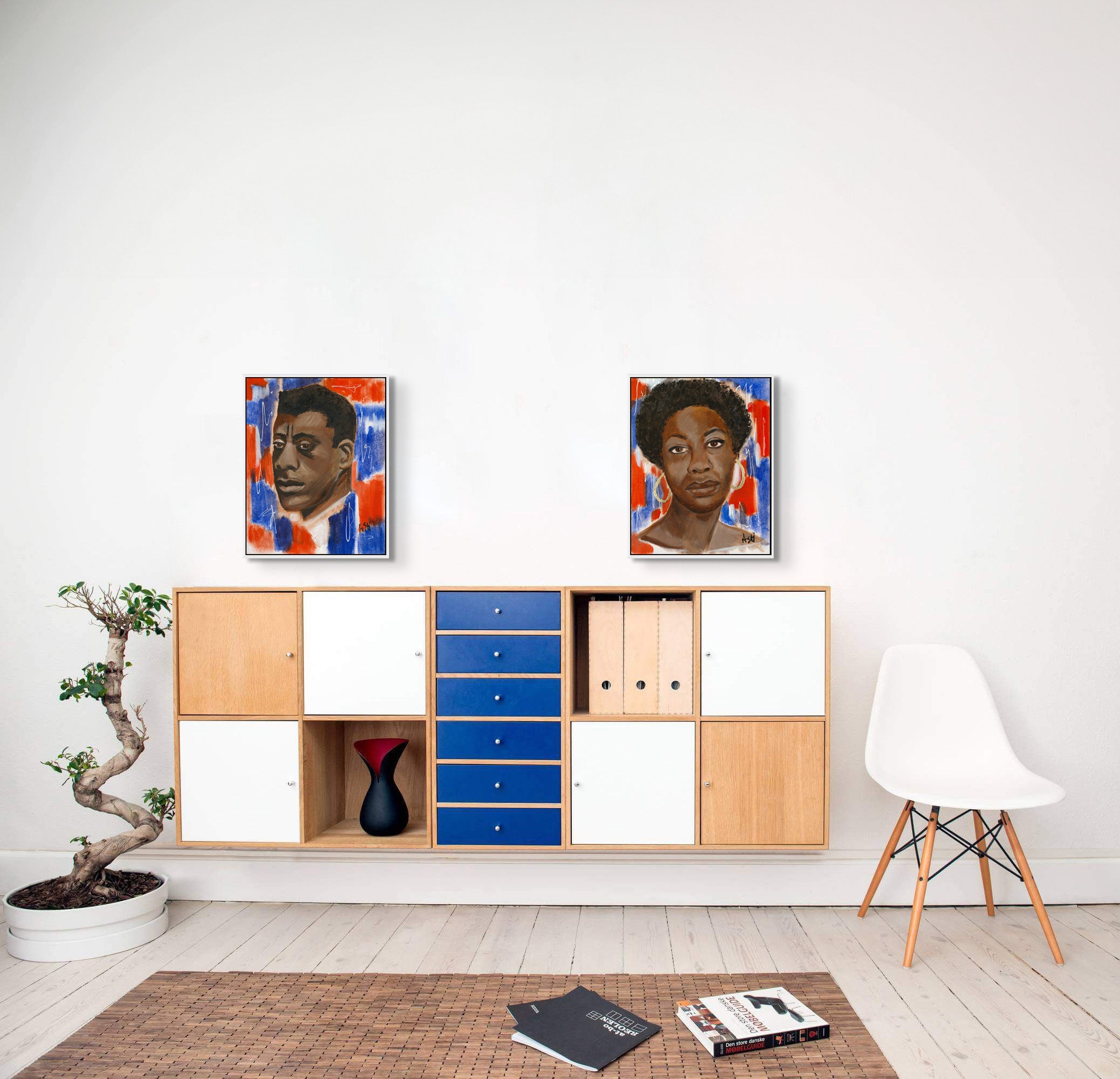 Red, White & Blues - Nina Simone - Framed Stretched Canvas Giclee Print -
