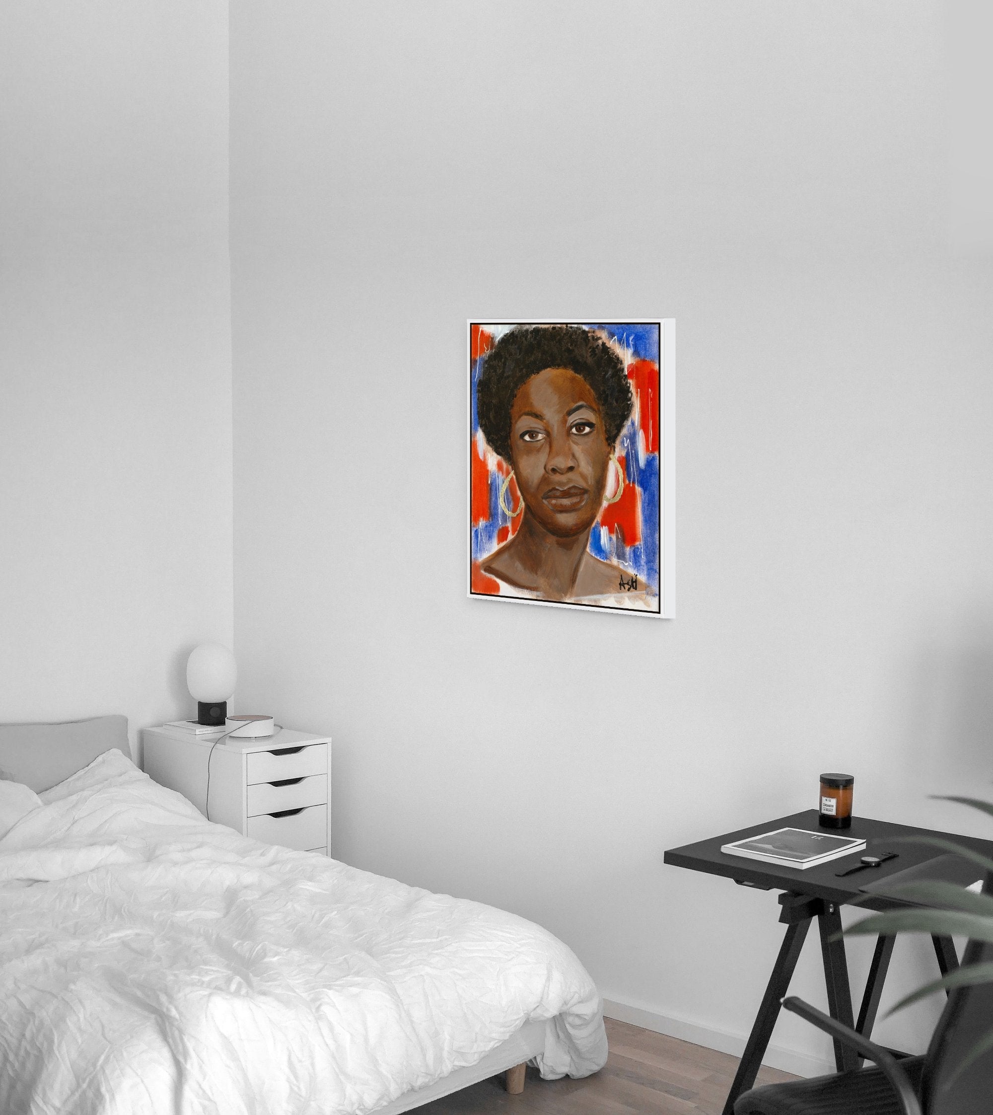 Red, White & Blues - Nina Simone - Framed Stretched Canvas Giclee Print - Antionette's Artistry