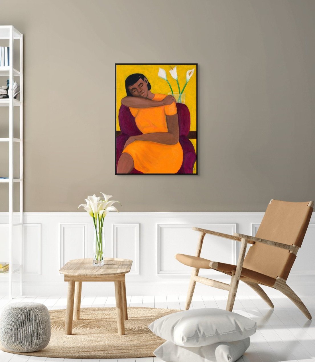 A Quiet Moment - Framed decor - hung on neutral beige wall 
