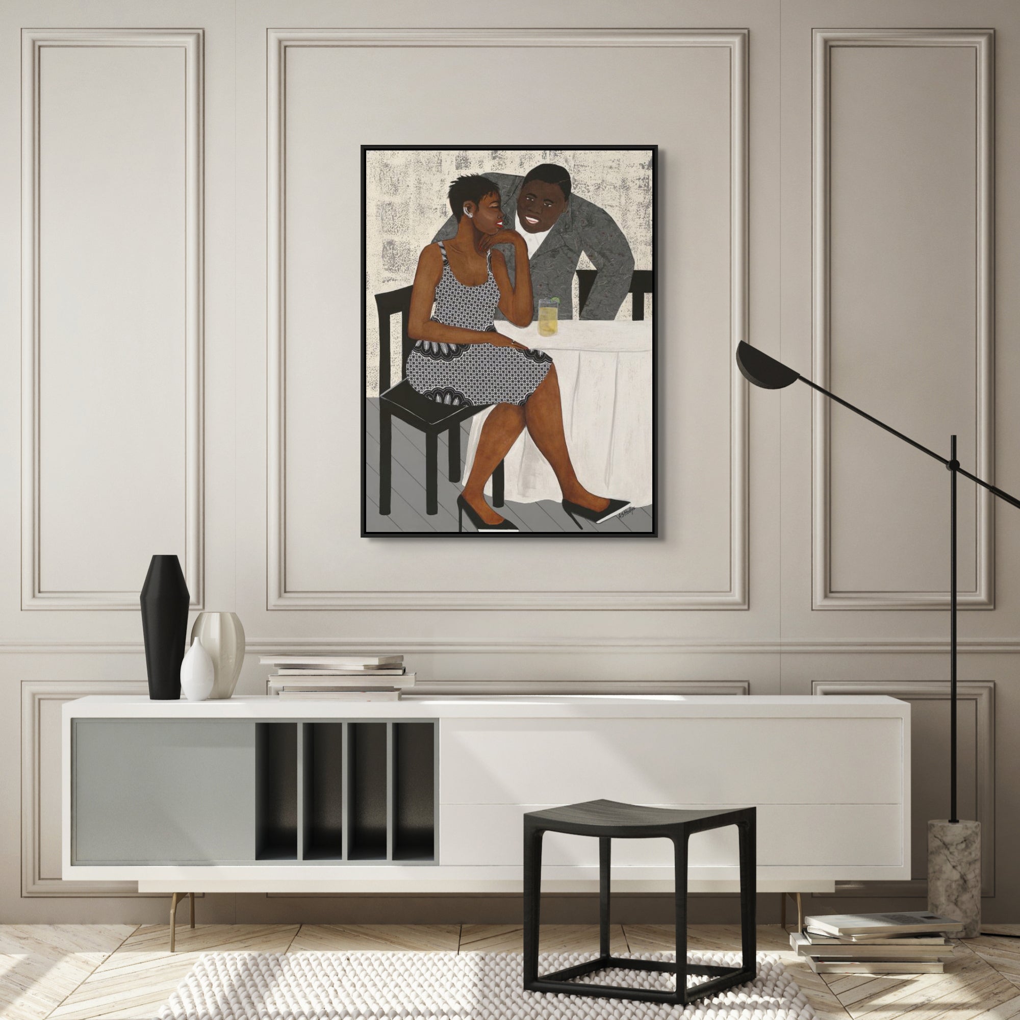 The Conversation - Framed Stretched Canvas Print - Antionette's Artistry