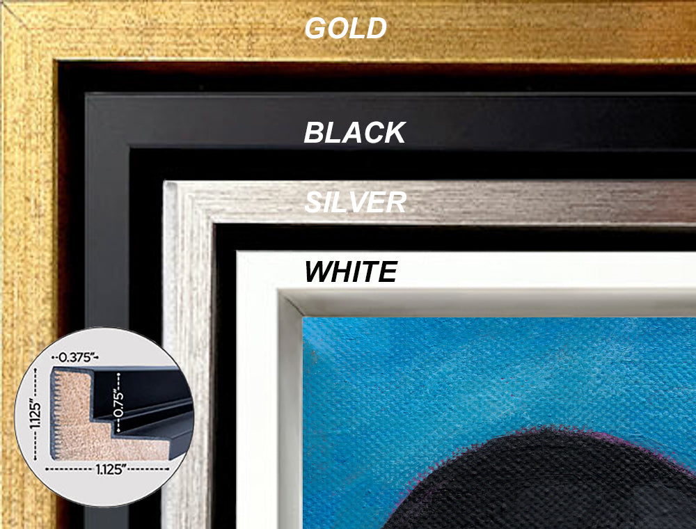Four Guys - Framed Stretched Canvas Print - Black Men Wall Art - frame swatches 