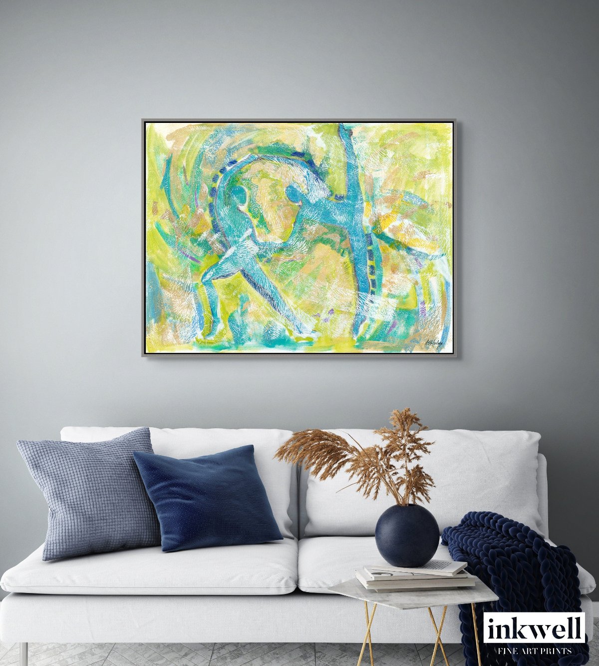 Motion in Teal - Framed Stretched Canvas Print - Antionette's Artistry