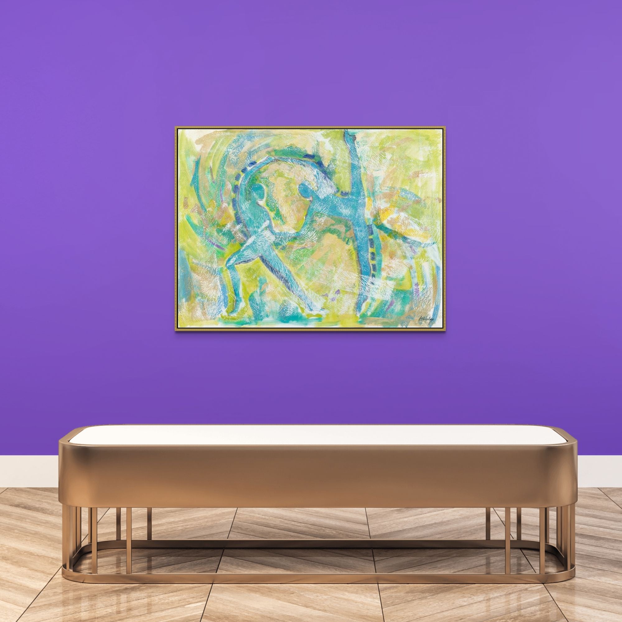 Motion in Teal - Framed Stretched Canvas Print - Antionette's Artistry
