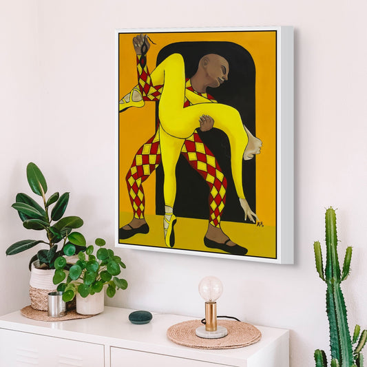 Dance of the Harlequin - Framed Stretched Canvas Print - Dance-inspired Art - black american woman artist
