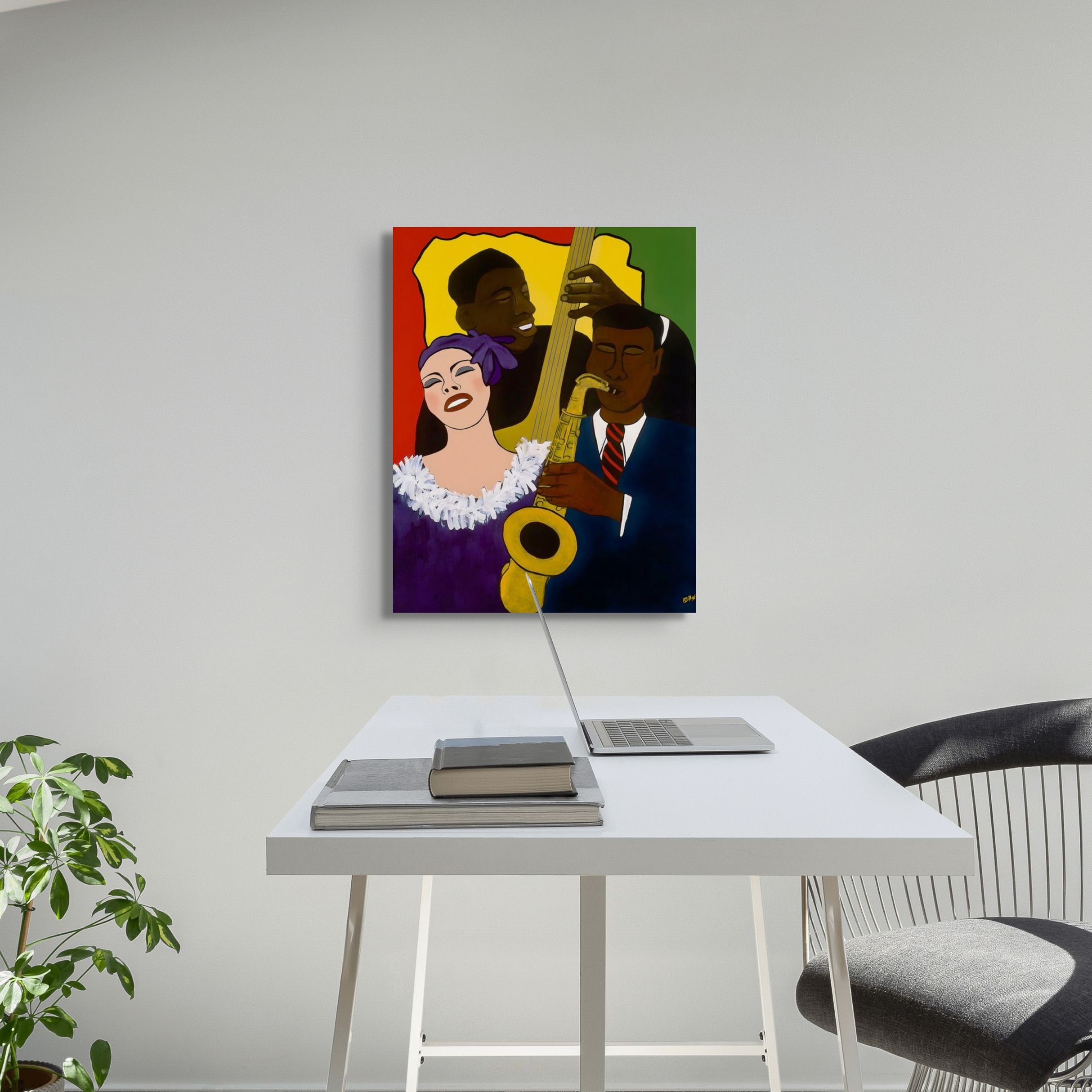 Feelin' The Rhythm - Jazz Music Wall Art - Stretched Canvas Print  - Contemporary music Artwork