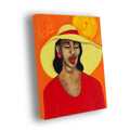 Lady In Red - Stretched Canvas Print - Colorful Portrait of Black Woman - Gift for Delta Sigma Theta