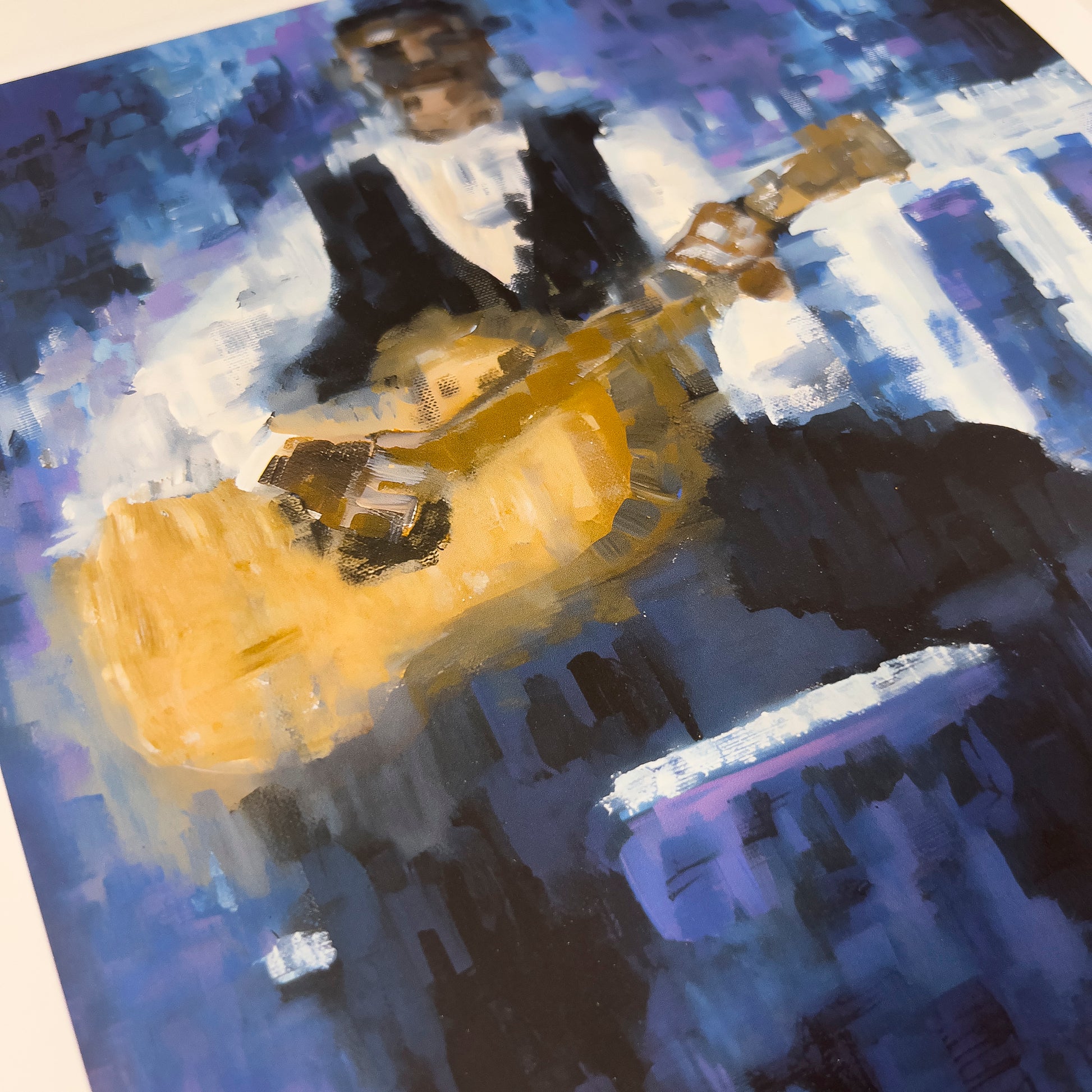 Country Rhythm - Guitarist Art Print - detail of guitar