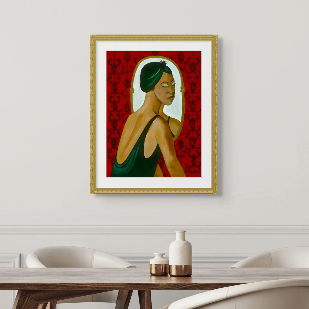 Woman in the Mirror - Fine Art Print -Graceful Black Art | Woman's Portrait