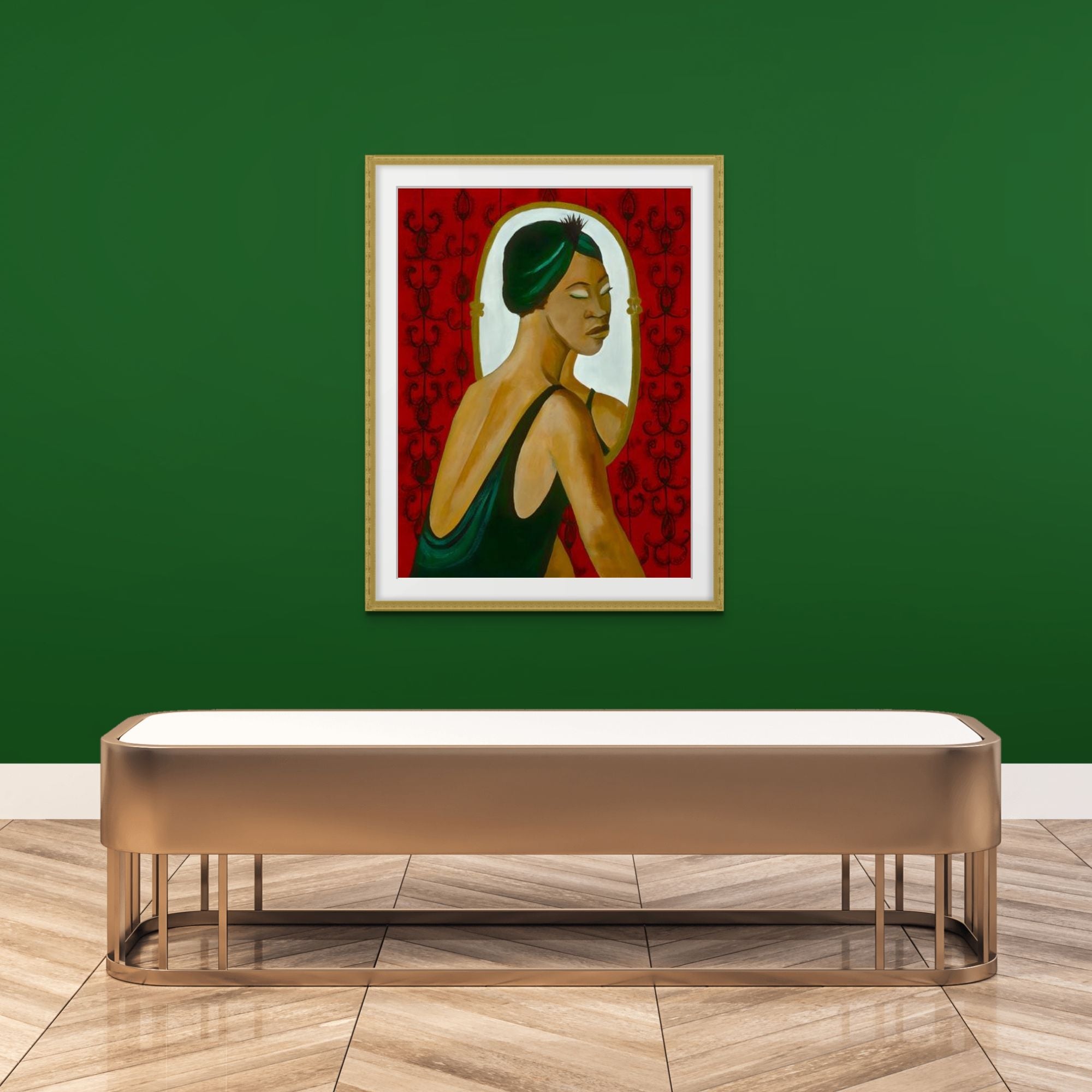 Woman in the Mirror - Fine Art Print -Graceful Black Art | Woman's Portrait