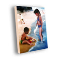 Mommy Said -  Ocean Art Print On Canvas - African American Boy and Girl -  Black painter