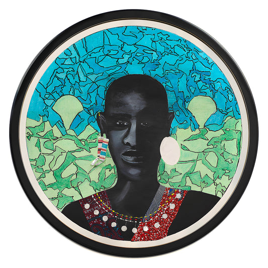 Masai Warrior - Framed Stretched Canvas - Ready-To-Hang African Art Decor - Antionette Simmons Hodges