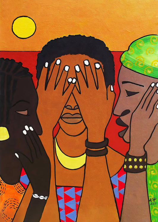 Hear No Evil, Speak No Evil, See No Evil - Framed Canvas Print - women empowerment art - Antionette Simmons Hodges