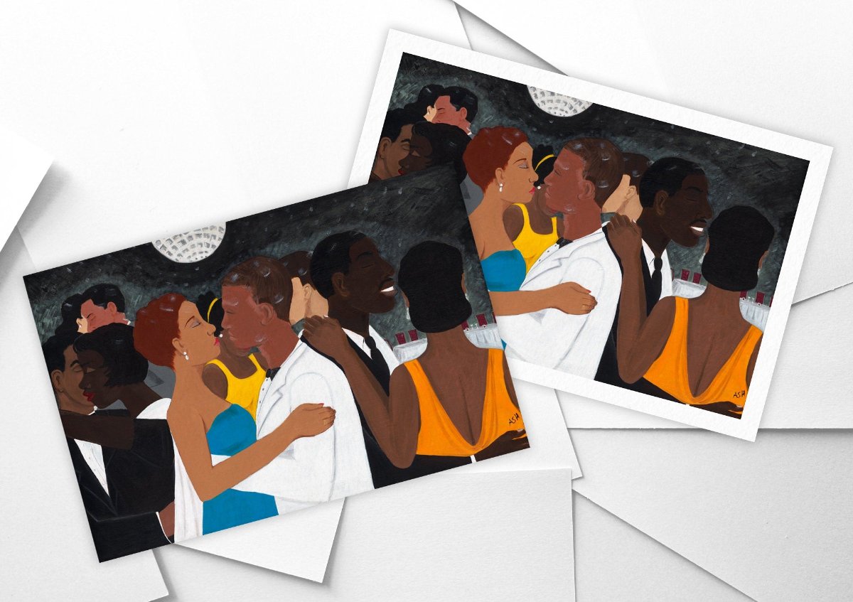 Black Tie Affair - Fine Art Print -  Black Couples artwork- shown with or without margin