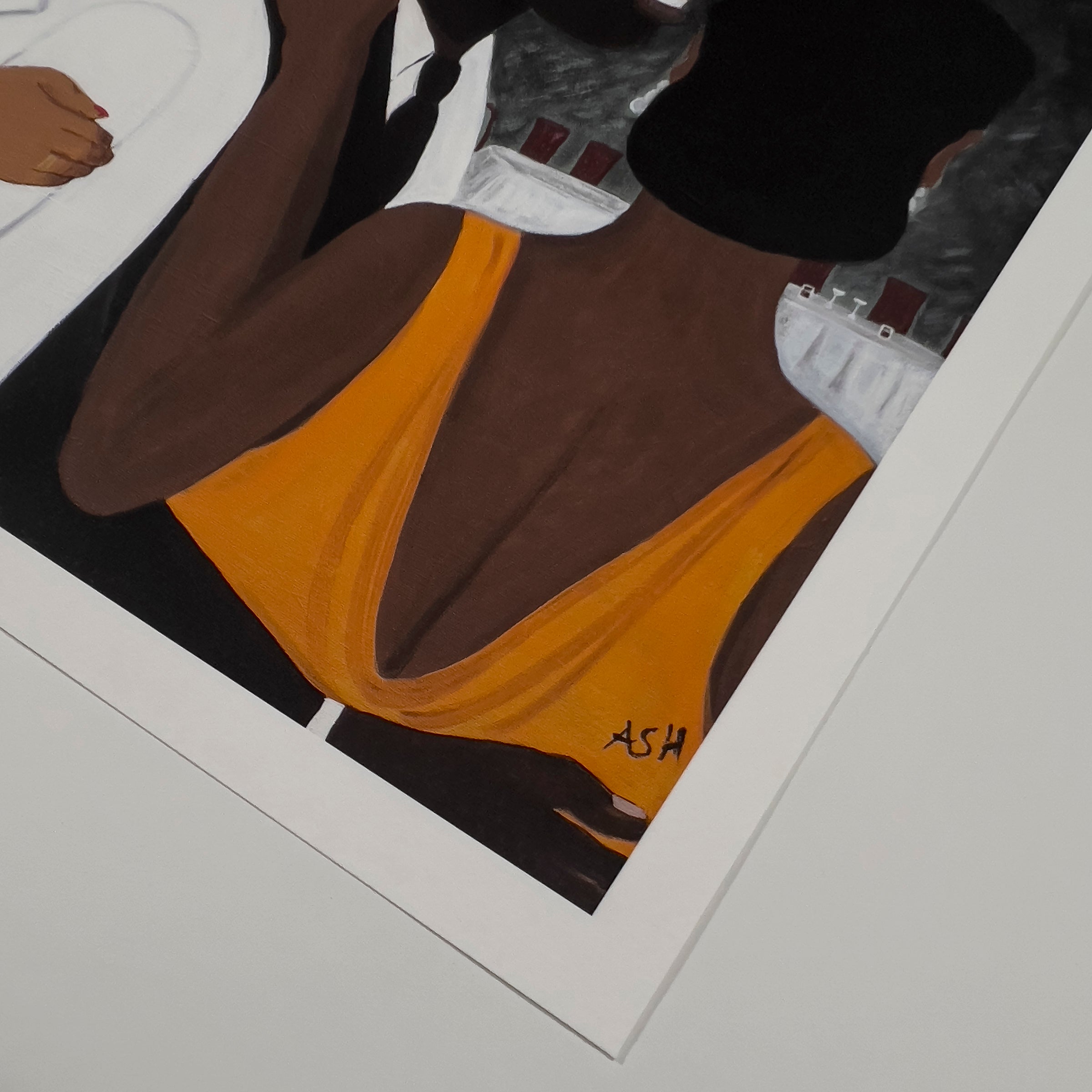 Black Tie Affair - Fine Art Print -  Black Couples artwork- detail of signature
