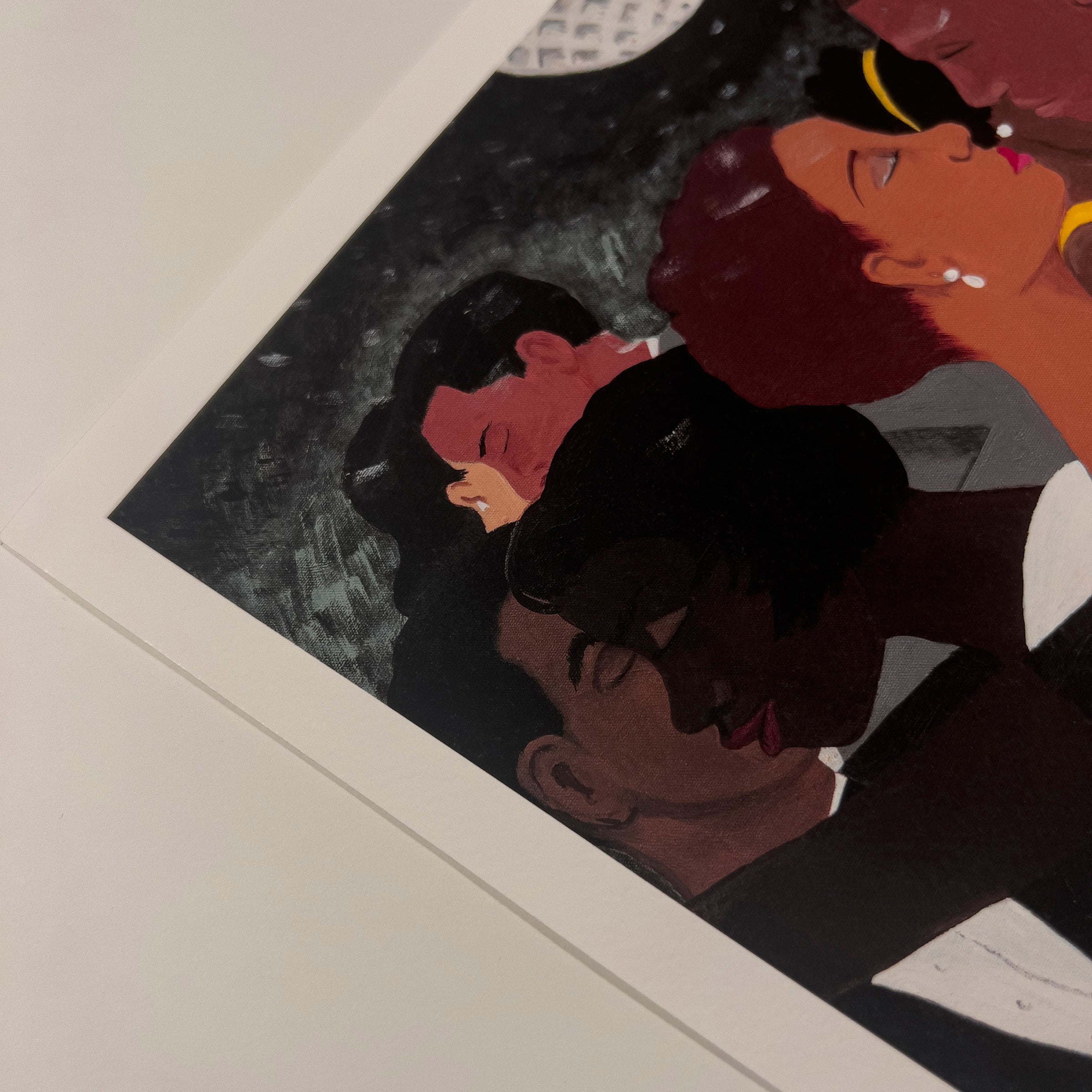 Black Tie Affair - Fine Art Print -  Black Couples artwork - detail of couple on the left