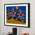 Dance of the Dougla - Dance Art Print - framed in black hung over a desk