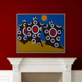 Dance of the Dougla - Framed Stretched canvas Black Cultural Dance Art print  - hung over mantel on red wall