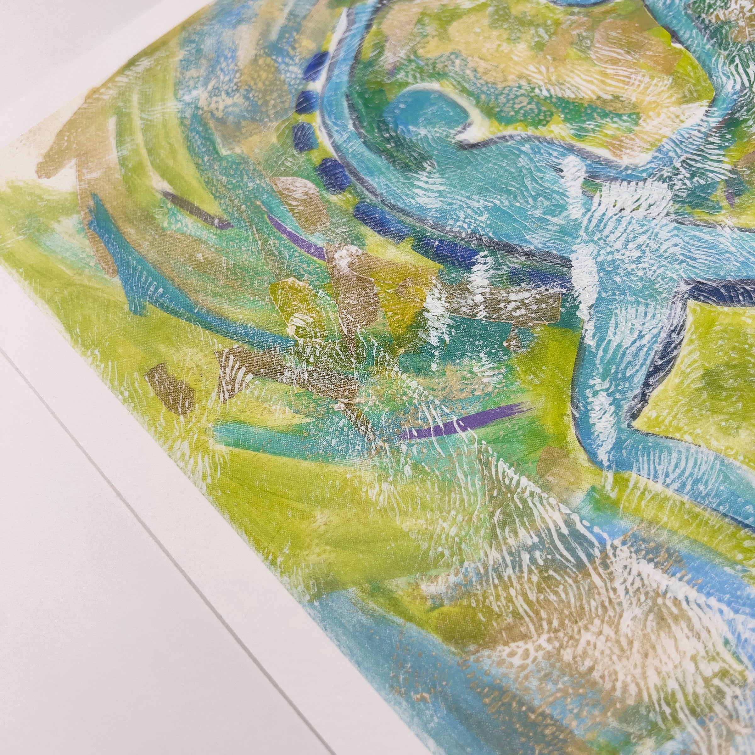 Motion in Teal - Framed Fine Art Print - Abstract expressionist - detail of figure