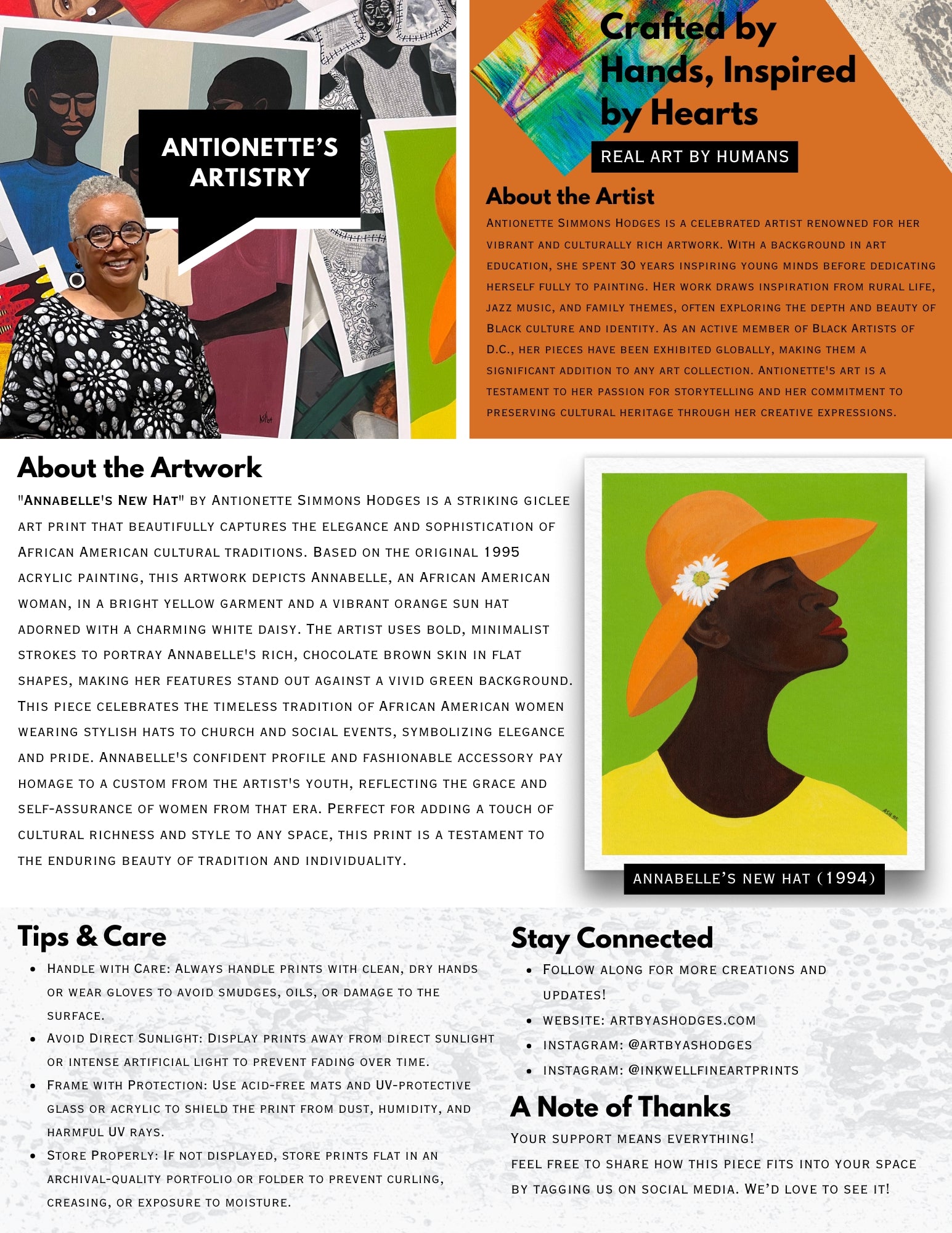 Annabelle's New Hat - Fine Art Print - Black Woman Art - product flyer showing art info