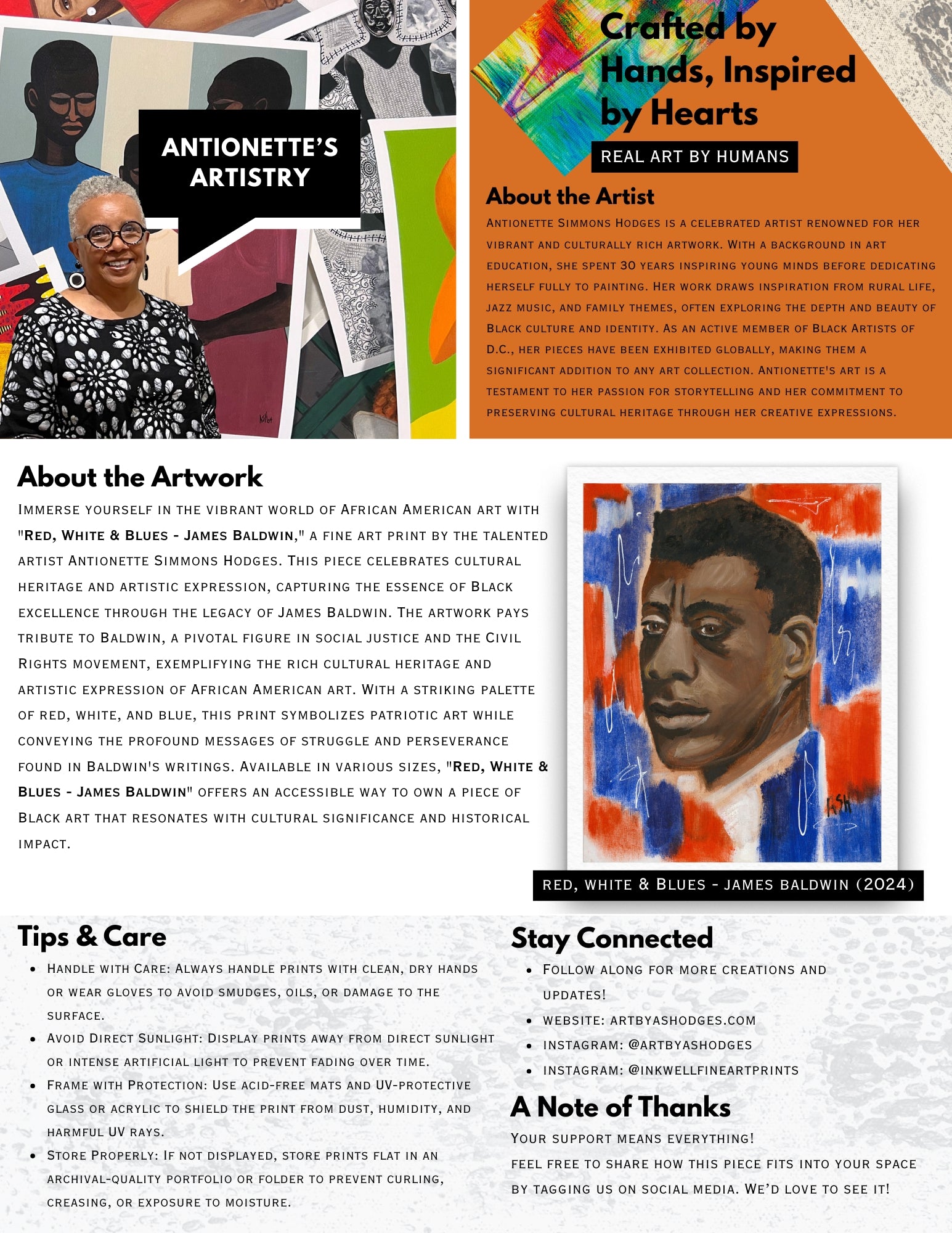 Red, White & Blues - James Baldwin Art - flyer of the artwork