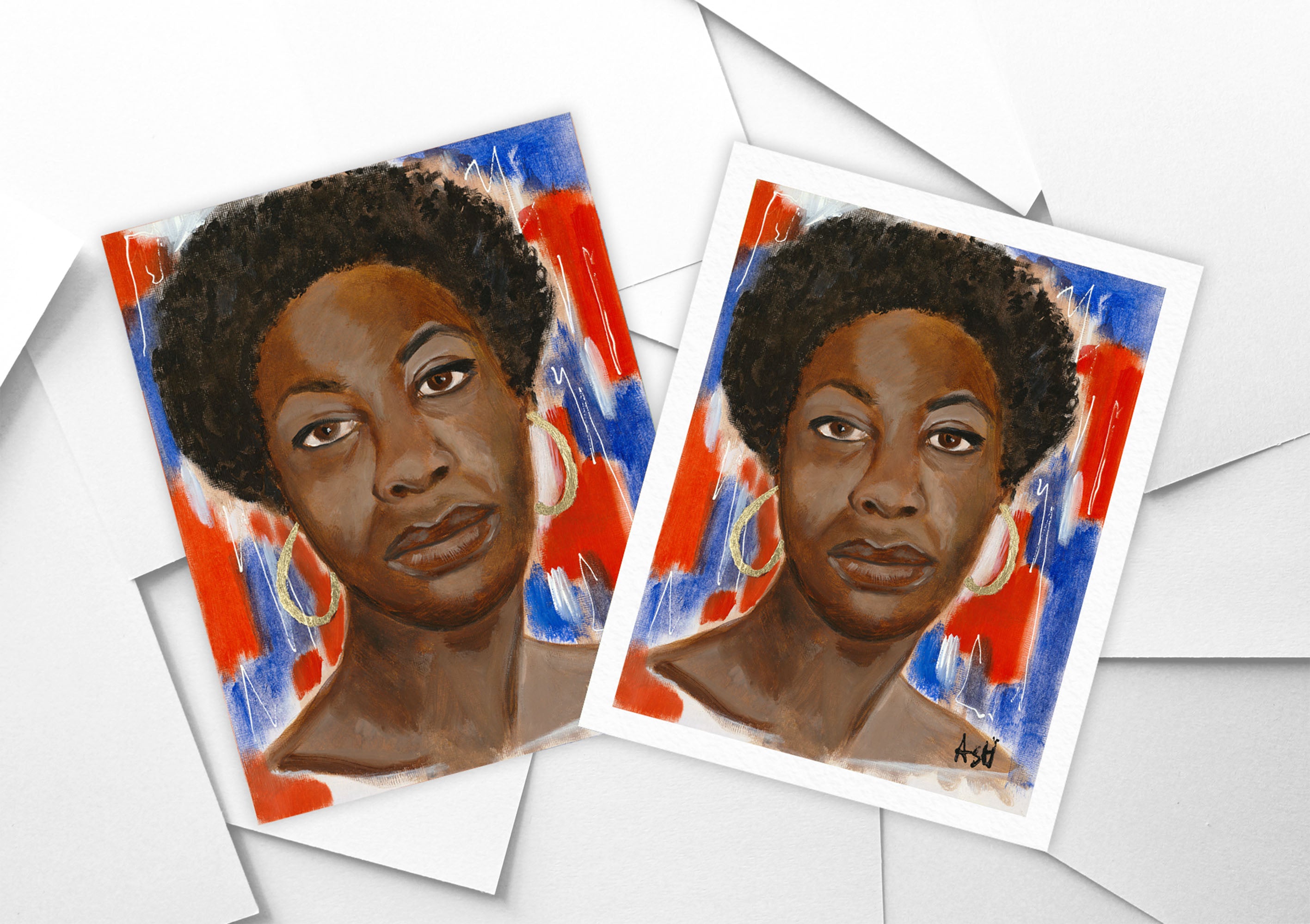 Red, White & Blues - Nina Simone - Fine Art Print - Antionette's Artistry