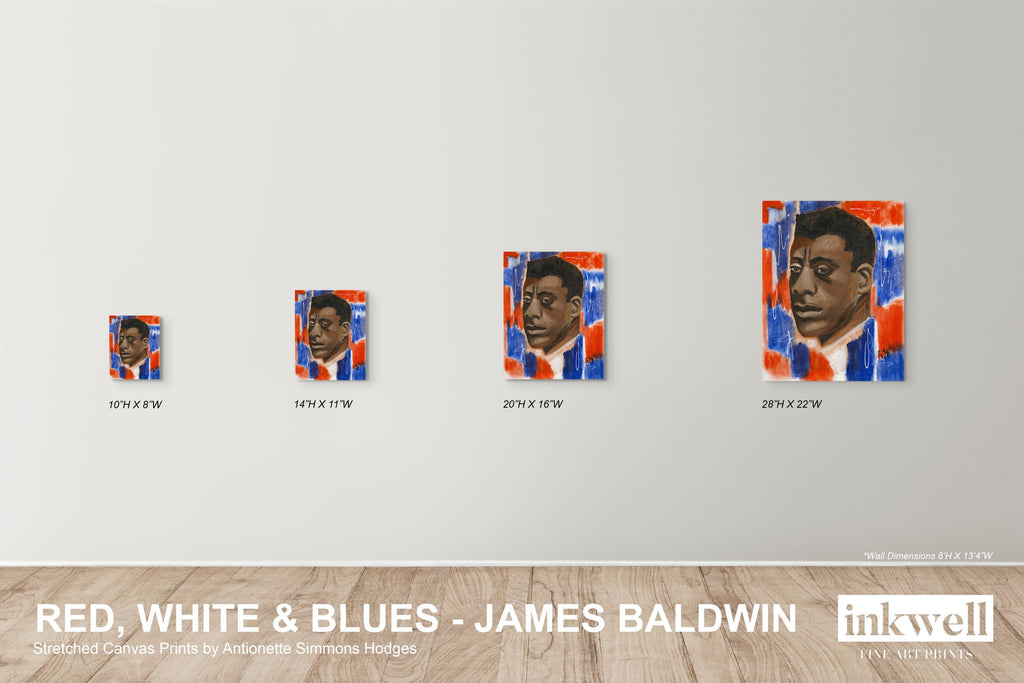 Red, White & Blues - James Baldwin - Stretched Canvas Print - Antionette's Artistry