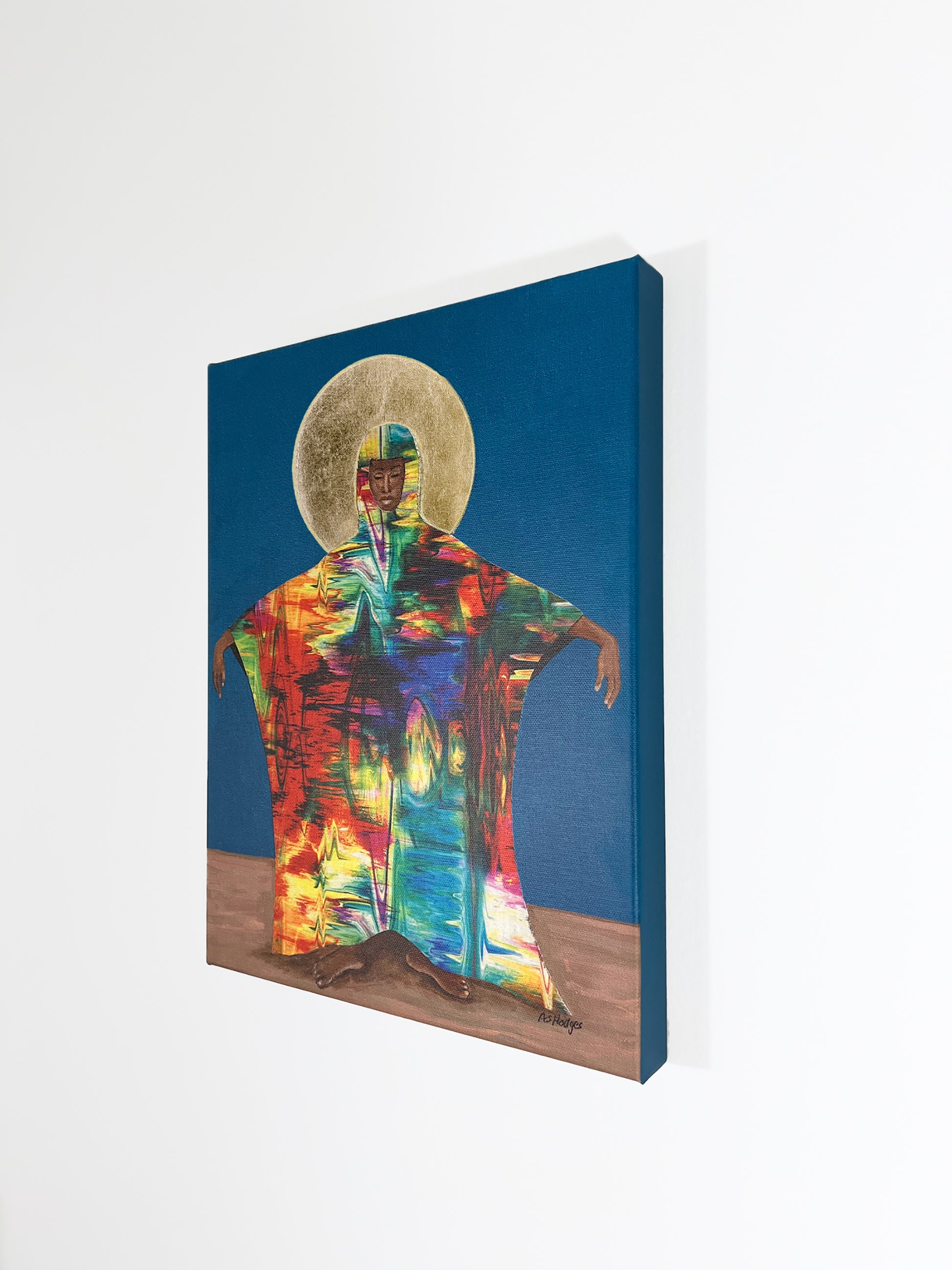 Mother Earth - Stretched Canvas Print - Afrocentric Artwork - detail angled showing the side