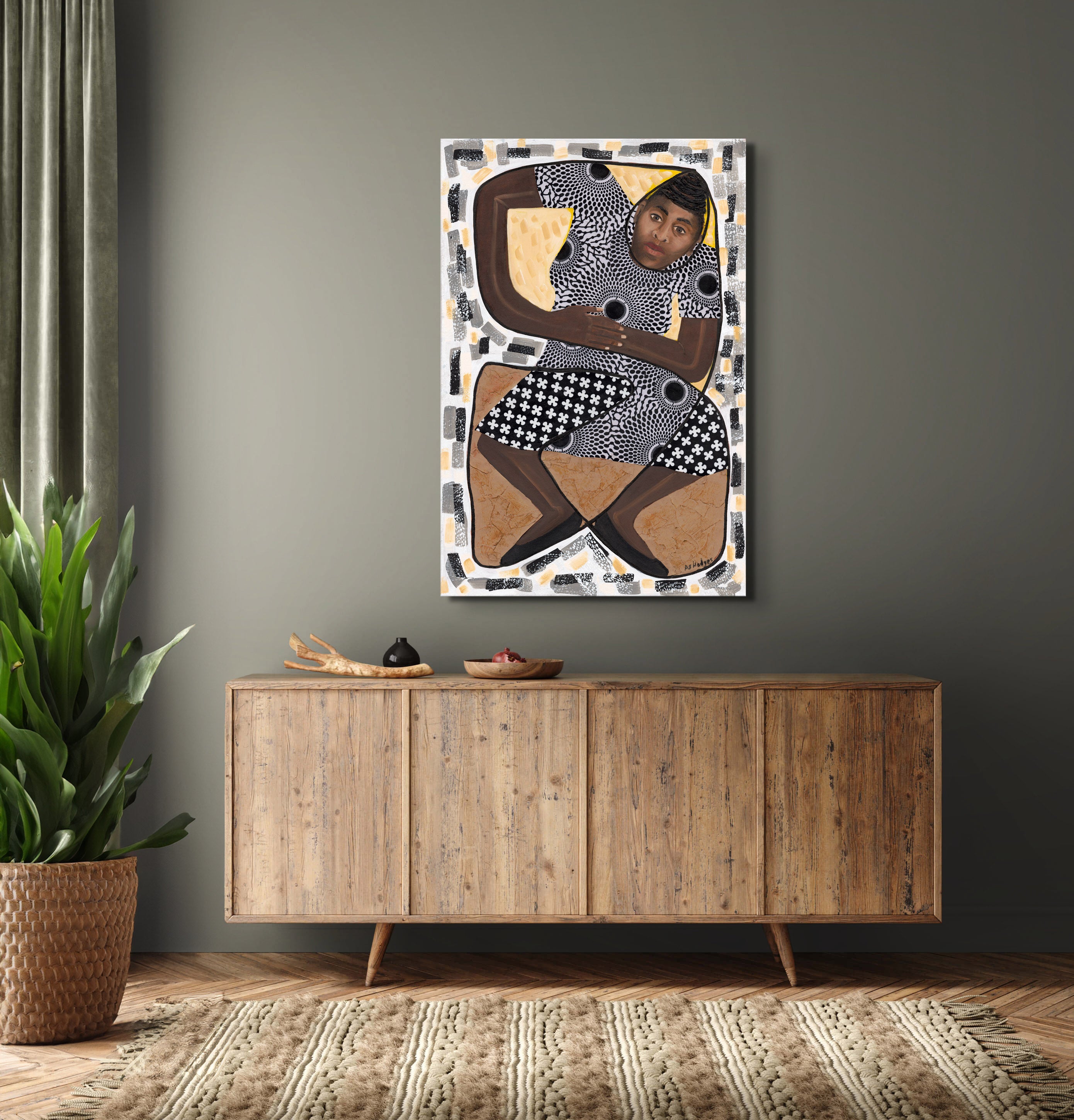 How Low Can You Go? -  Canvas Print - African American Wall Art hung above wood console