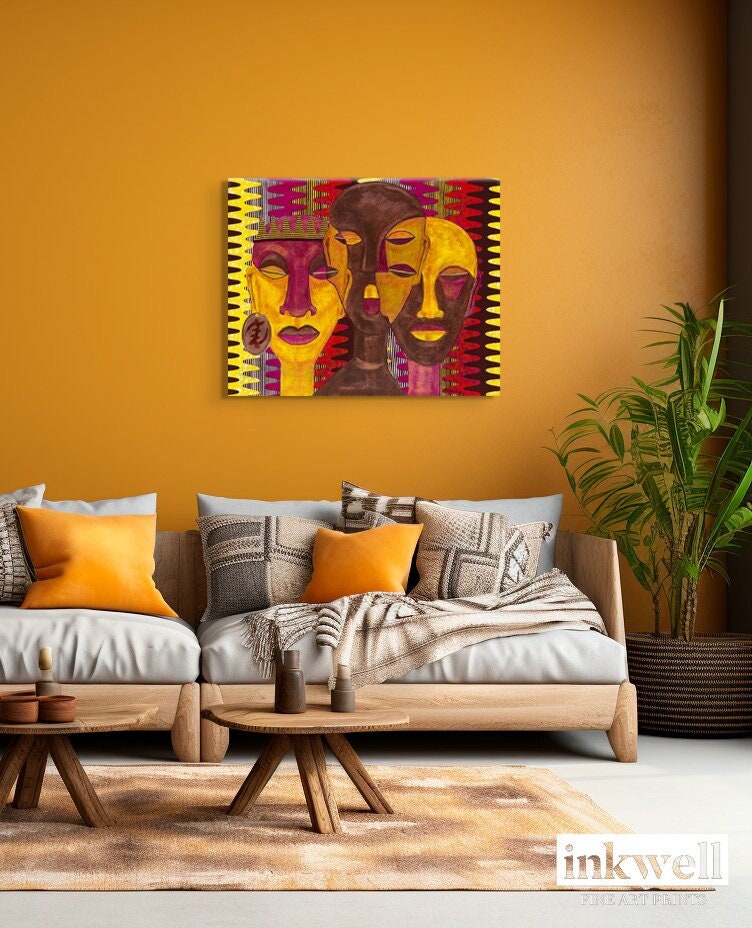 All Hail the Queen - Canvas Afrocentric Art Print - on wall over sofa