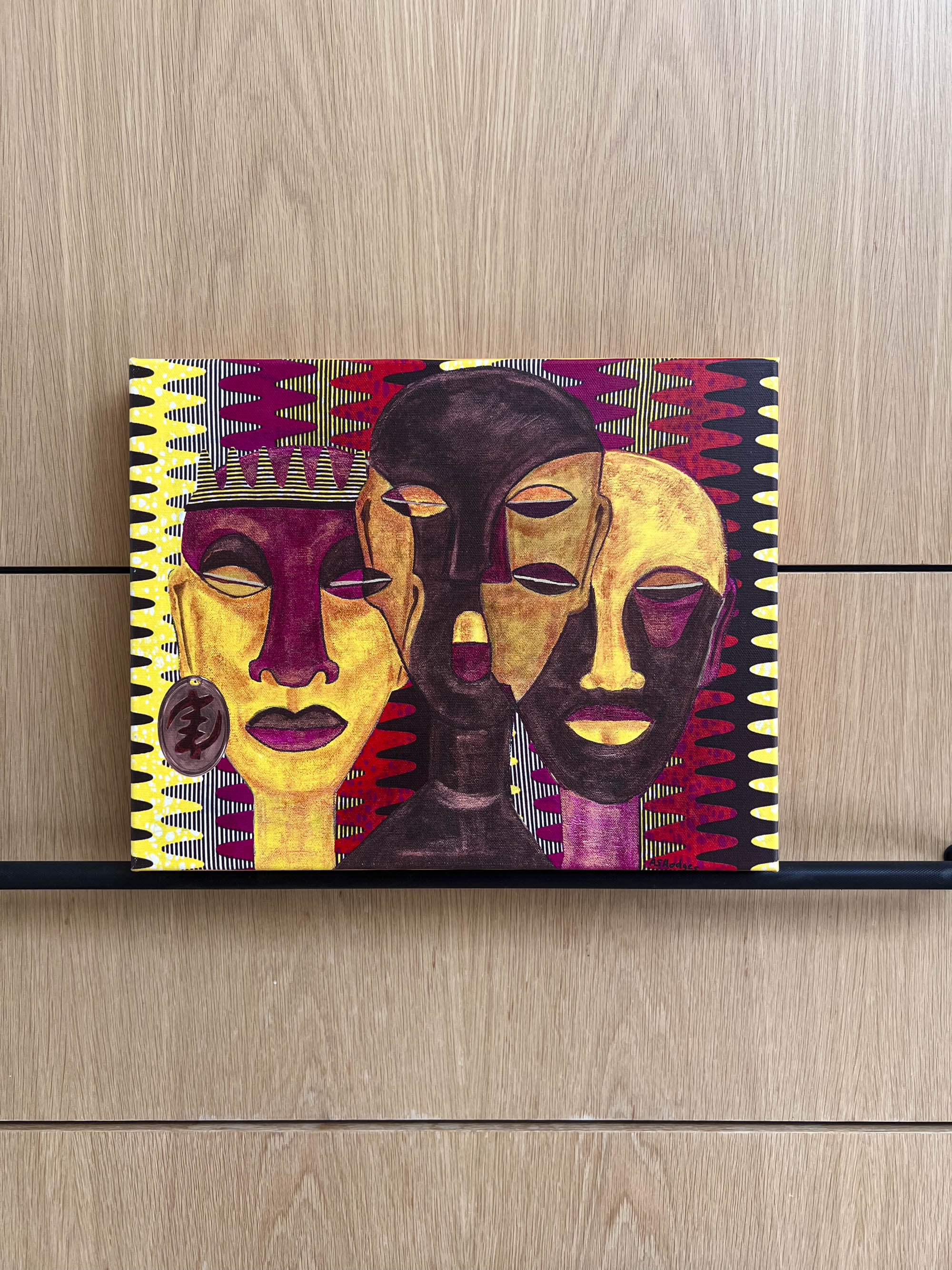 All Hail the Queen - Canvas Afrocentric Art Print - on light brown wood