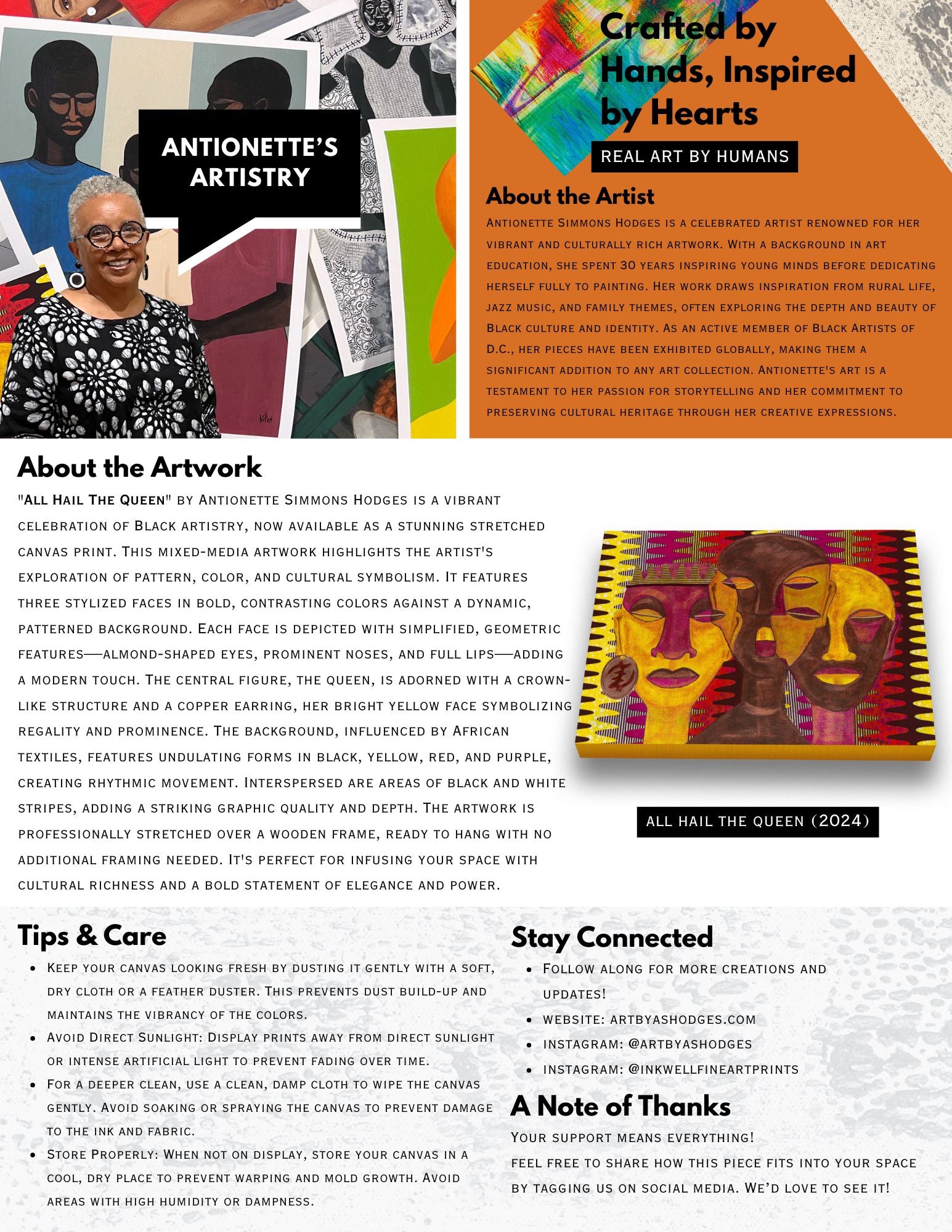 All Hail the Queen - Canvas Afrocentric Art Print - flyer displaying info about the art
