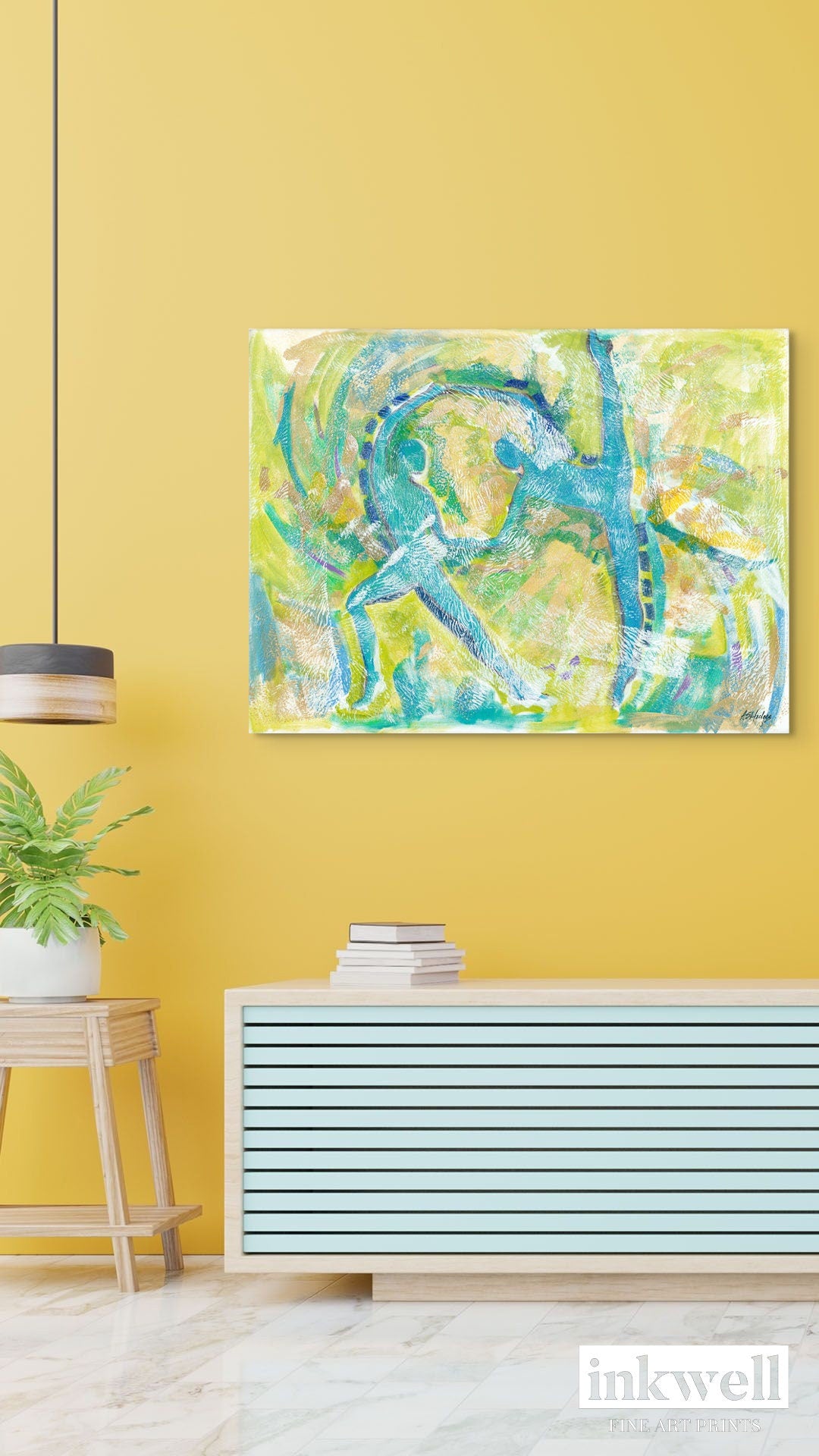Motion in Teal - Stretched Canvas Print - Ready-to-hang abstract art