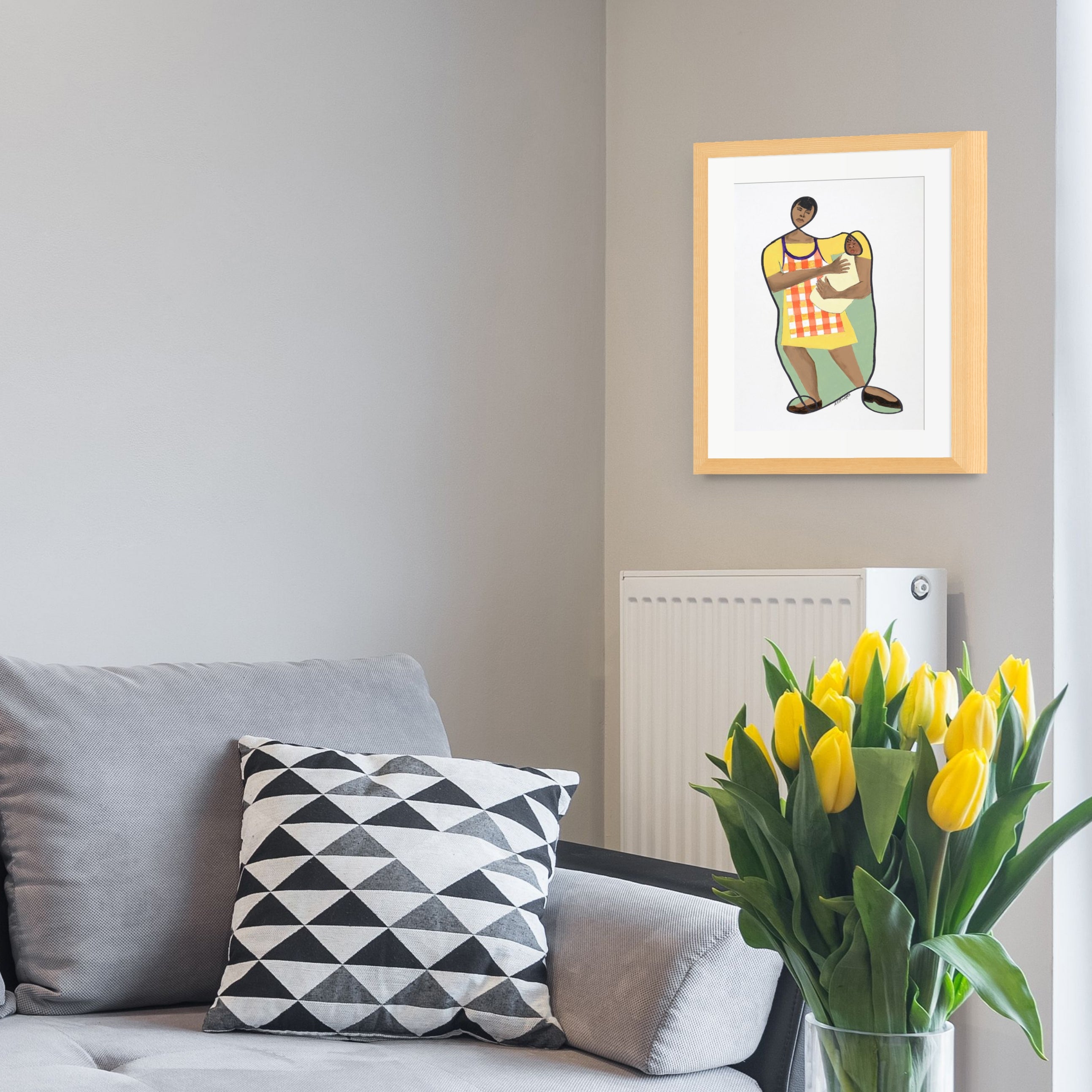 Mama's Little Baby continuous line print — Black motherhood art by Antionette Simmons Hodges
