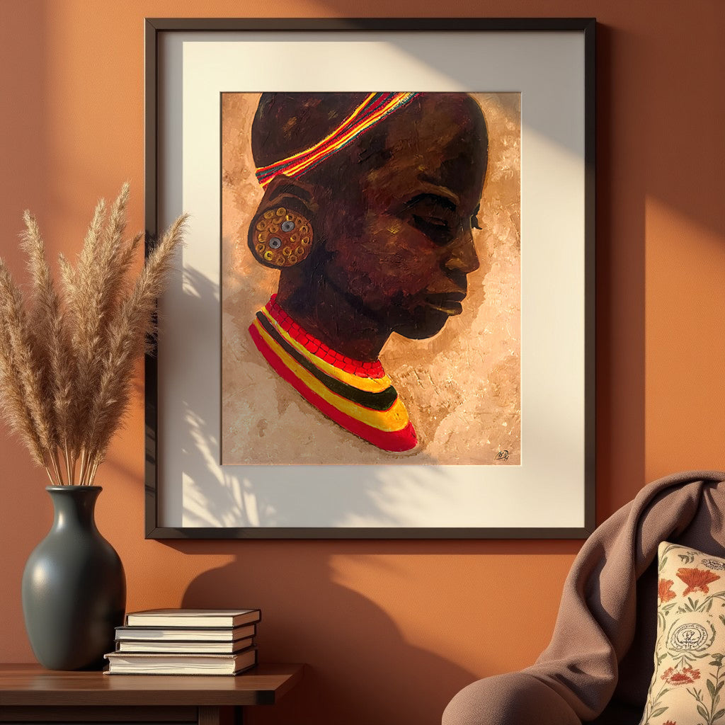 Mariama framed giclee print displayed in a home interior — African heritage portrait art