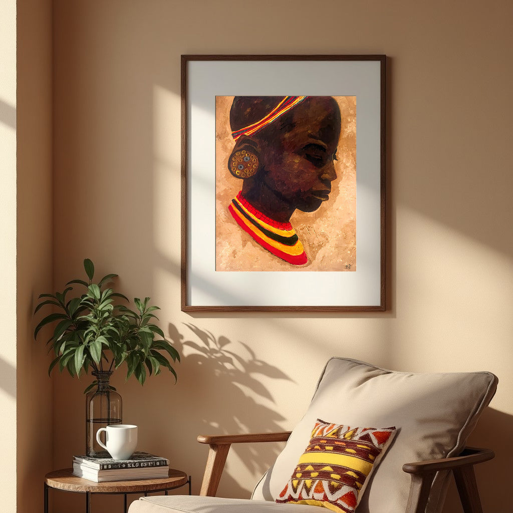 Mariama framed giclee print displayed in a home interior — African heritage portrait art