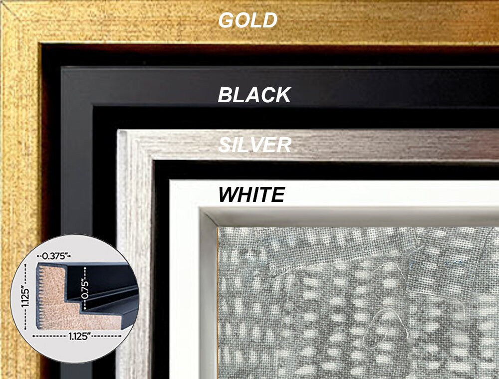 Mirror Mirror Framed Stretched Canvas Print  frame swatches in gold, black, silver, white