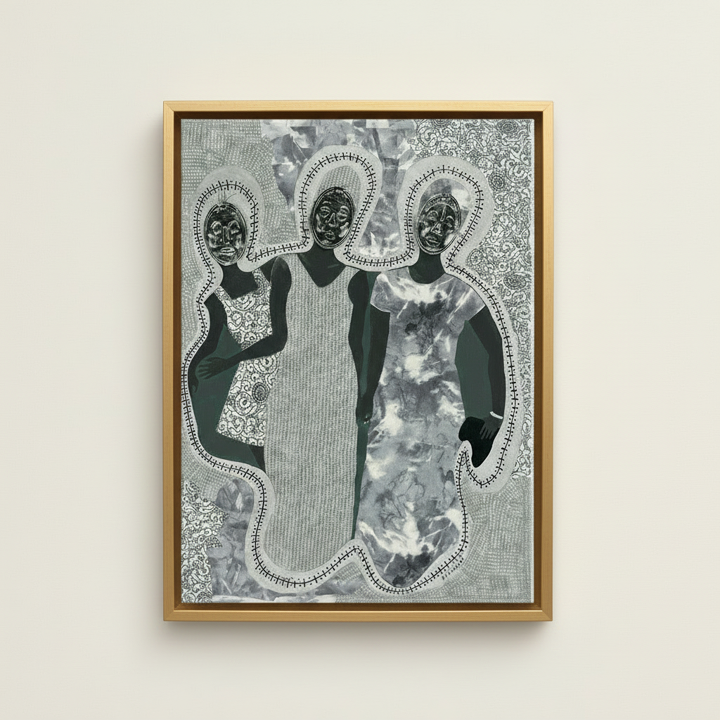 Ancestral Mask Framed Canvas Wall Art | African American Decor