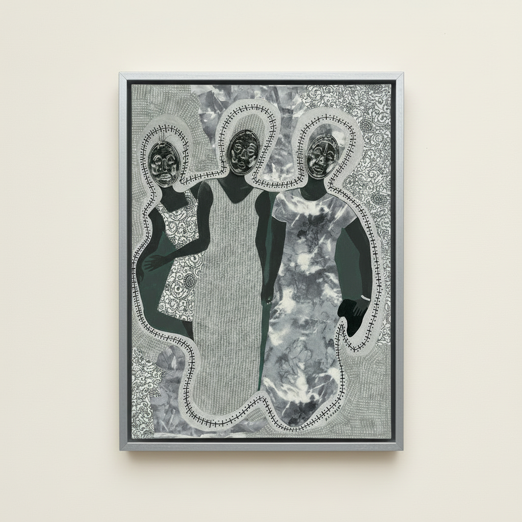 Ancestral Mask Framed Canvas Wall Art | African American Decor