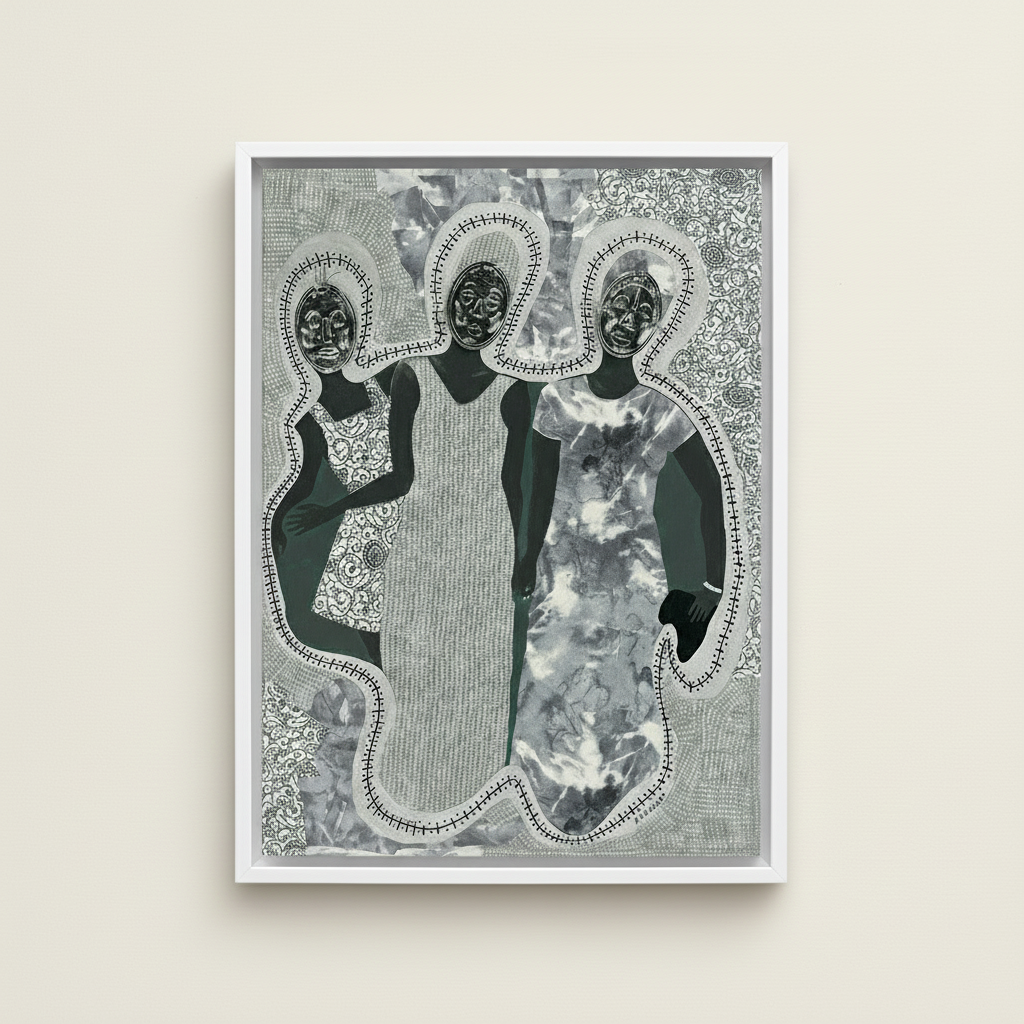 Ancestral Mask Framed Canvas Wall Art | African American Decor