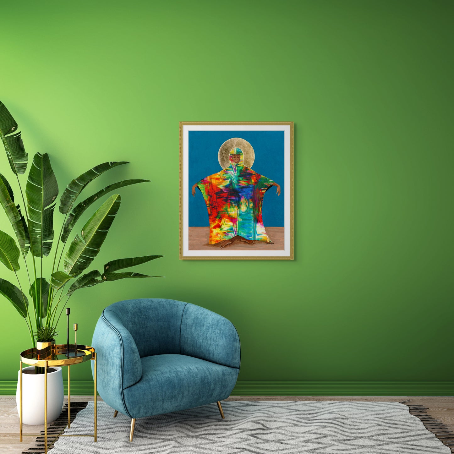 African American Art print "Mother Earth" framed in gold