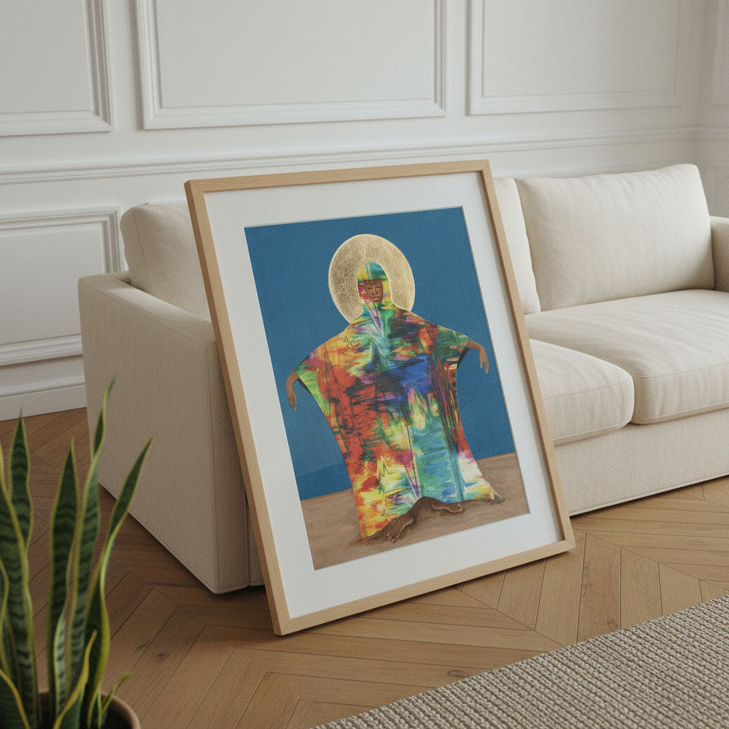 Mother Earth framed giclee print, lifestyle view — Afrocentric spiritual Black woman art