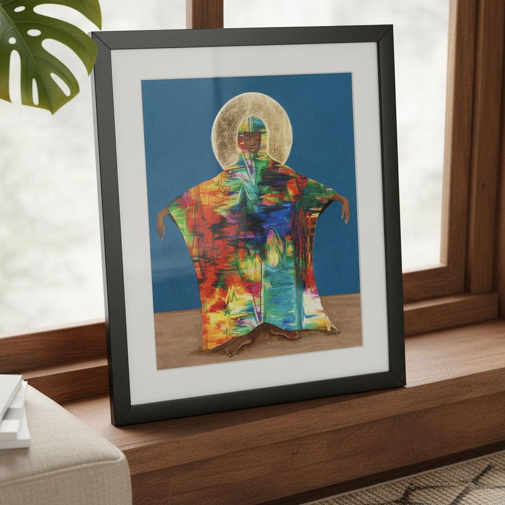 Mother Earth framed giclee print, lifestyle view — Afrocentric spiritual Black woman art