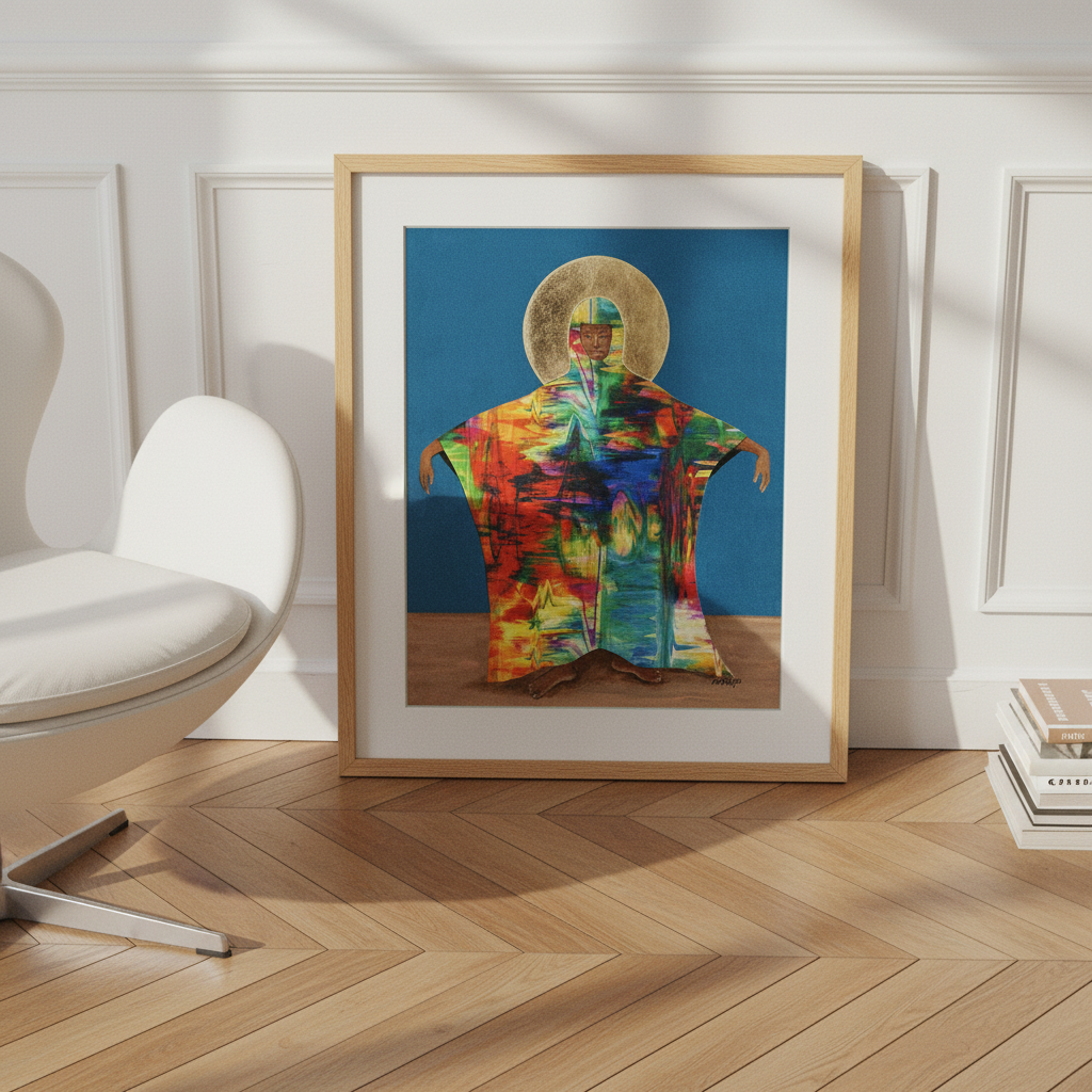 Mother Earth framed giclee print, lifestyle view — Afrocentric spiritual Black woman art
