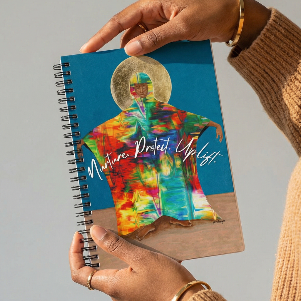 Mother Earth Spiral Notebook | Afrofuturist Journal, "Nurture. Protect. Uplift." 6"x8"