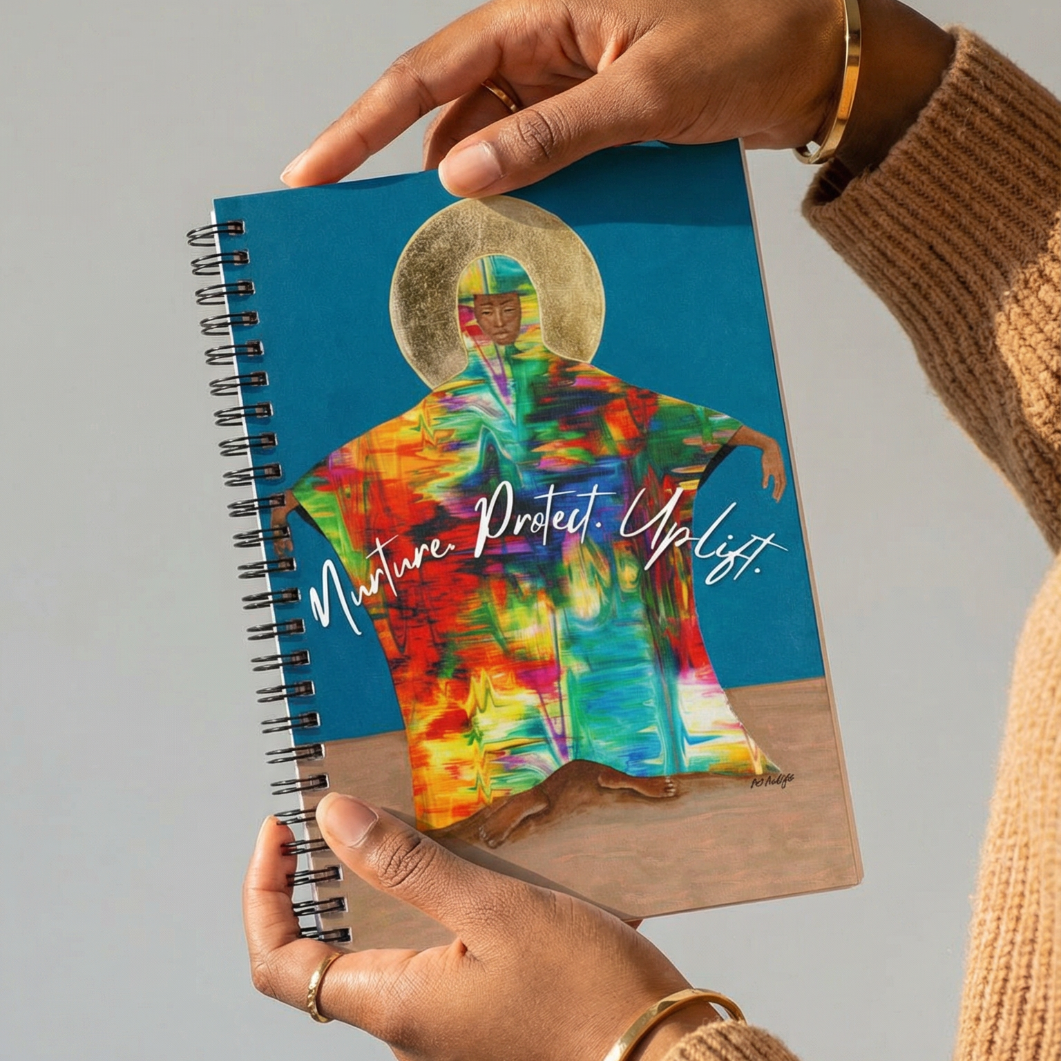 Mother Earth Spiral Notebook | Afrofuturist Journal, "Nurture. Protect. Uplift." 6"x8"